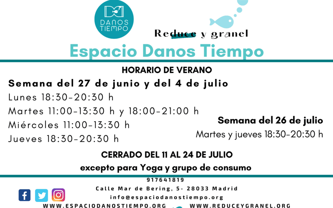Horario de julio: cerramos del 11 al 25 de julio